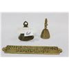 Image 2 : BRASS PLAQUE AND TWO BRASS BELLS