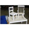 Image 3 : WHITE KIDS TABLE CHAIR AND ROCKING CHAIR AND BENTWOOD CHAIR
