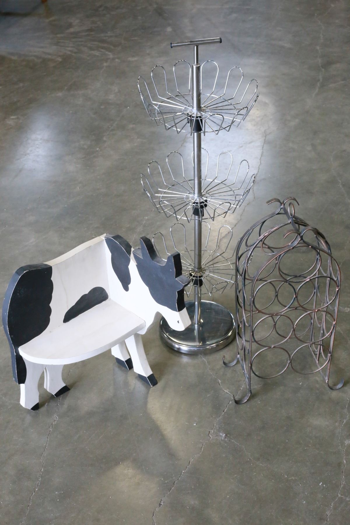 COW INSPIRED CORNER SHELF WINE RACK AND DISPLAY STAND