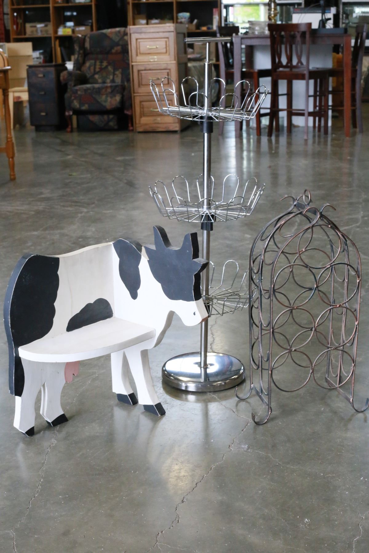 COW INSPIRED CORNER SHELF WINE RACK AND DISPLAY STAND