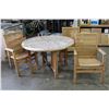 Image 1 : WOOD FOLDING PATIO TABLE AND 3 CHAIRS