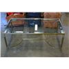 Image 1 : BRASS WITH MIRRORED TRIM GLASS DECORATIVE COFFEE TABLE