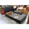 Image 2 : BRAND NEW MODERN QUEENSIZE ESPRESSO FINISH BEDFAME WITH INSET LEATHER HEADBOARD, AND STORAGE DRAWERS