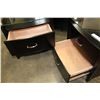 Image 2 : PAIR OF BRAND NEW MODERN GLASS TOP ESPRESSO FINISH NIGHTSTANDS, SOLID WOOD CONSTRUCTION, BALL BEARIN