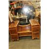 Image 2 : VINTAGE WATERFALL WALNUT VANITY W/ MIRROR