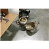 Image 2 : LOT OF SILVER PLATE CUPS TEAPOTS AND SERVING PIECES