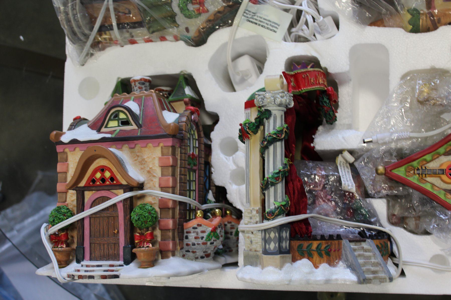 Victorian village collectibles hand painted porcelain accessories LARGE PORCELAIN CHRISTMAS VILLAGE SET