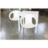 Image 1 : IKEA WHITE APART. SIZE TABLE WITH TWO WHITE PLASTIC AND METAL CHAIRS