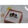 Image 3 : LADIES .925 SILVER GARNET AND PERIDOT AND AMETHYST DINNER RING RETAIL $200