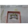 Image 1 : 14KT WHITE GOLD YELLOW CITRINE AND SAPHIRE RING RETAIL $500