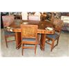 Image 1 : ANTIQUES WALNUT DINING TABLE W/ JACKNIFE LEAF AND 4 CHAIRS