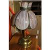 Image 2 : CONVERTED OIL LAMP WITH COLORED GLASS SHADE