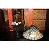 Image 1 : LARGE LEADED SLAG GLASS CHANDELIER