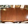 Image 3 : WALNUT DINING TABLE WITH TWO LEAFS AND FOUR UPOLSTERED CHAIRS