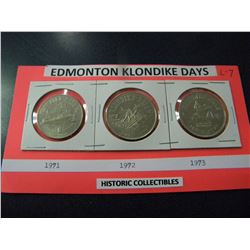 HISTORIC COLLECTIBLE EDMONTON KLONDIKE DAYS COINS 1971/1972/1973
