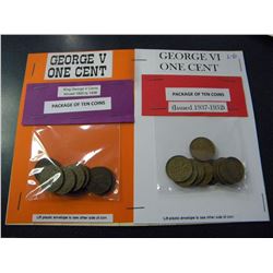 HISTORIC GEORGE V 1920-1936/GEORGE VI 1937-1952 ONE CENT COLLECTIBLE COINS