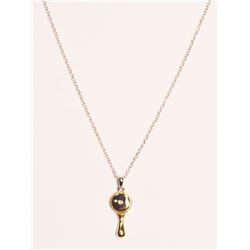 Sterling Silver Rhoduim Plated Diamond Mirror Pendant Necklace