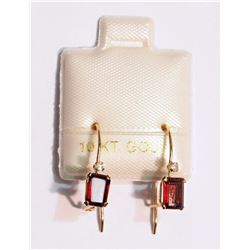 10kt Gold Garnet (1.25ct) & Diamond (0.063ct) Earrings