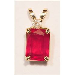 10kt Gold Ruby Diamond Pendant