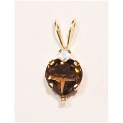 10kt Gold Smokey Topaz Pendant