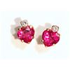 Image 1 : 10kt Gold Created Ruby & CZ Earrings