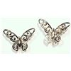 Image 1 : Sterling Silver Rhoduim Plated Diamond Butterfly Earrings