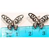 Image 2 : Sterling Silver Rhoduim Plated Diamond Butterfly Earrings