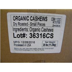25 LB BOX OF ORGANIC CASHEWS