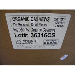 25 LB BOX OF ORGANIC CASHEWS