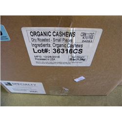 25 LB BOX OF ORGANIC CASHEWS