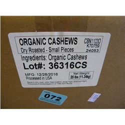 25 LB BOX OF ORGANIC CASHEWS