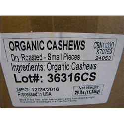 25 LB BOX OF ORGANIC CASHEWS