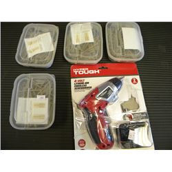 4 VOLT LITHIUM IRON CORDLESS SCREW DRIVER & 4 SMALL TUBS OF GRIP RITE 2.5" EXTERIOR SCREWS
