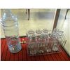 Image 1 : LARGE GLASS DISPENSER/LOT OF VINTAGE JUICE BOTTLES/CARRYING RACK