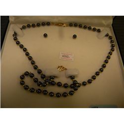 LADIES COLOURED PEARL BRACELET & NECKLACE SET