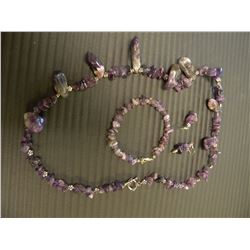 SILVER AMETHYST NECKLACE/BRACELET & EARRING SET