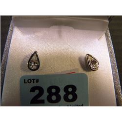 PAIR OF TEAR DROP SHAPED SILVER STUDS
