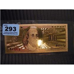 24K GOLD FOIL AMERICAN 100 DOLLAR COLLECTORS BILL