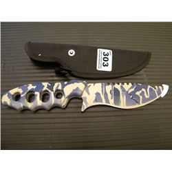 BLUE CAMO HUNTING KNIFE WITH SOFT CASE