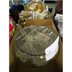 2 BOXES OF MISC GLASSWARE/PUNCH BOWL/CUPS ETC