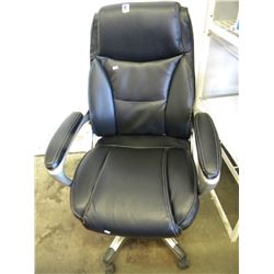 BLACK LEATHER SWIVEL OFFICE CHAIR