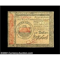 Continental Currency January 14, 1779 $50 About New.