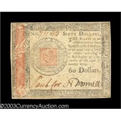 Continental Currency January 14, 1779 $60 Very Choice New.