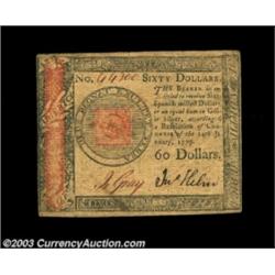 Continental Currency January 14, 1779 $60 Extremely Fine.