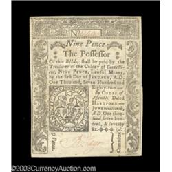 Connecticut June 19, 1776 9d Very Choice New.