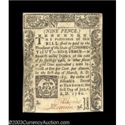 Connecticut July 1, 1780 9d Choice New.