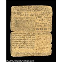 Delaware May 1, 1758 20s Fine.