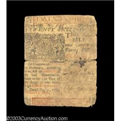 Delaware May 31, 1760 20s Fine.