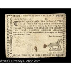 Georgia 1776 Sterling Denomination Issue 2s6d Very Fine.