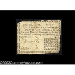 Georgia 1776 $1/4 Very Fine.